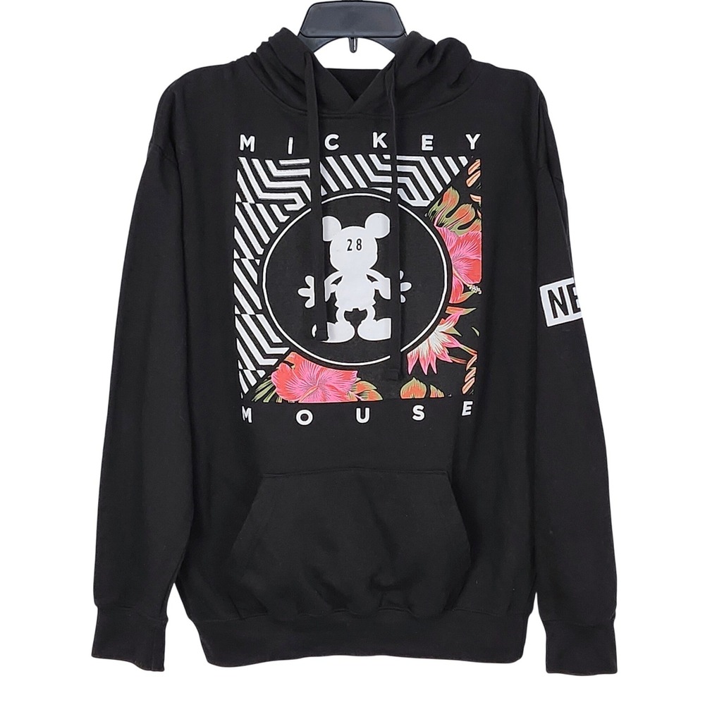 NEFF x Disney Mickey Mouse Floral Graphic Print Hoodie Adult Womens Medium Black